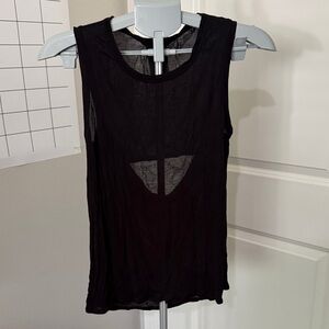 BCBGMaxAzria Black Sheer Sleeveless Blouse